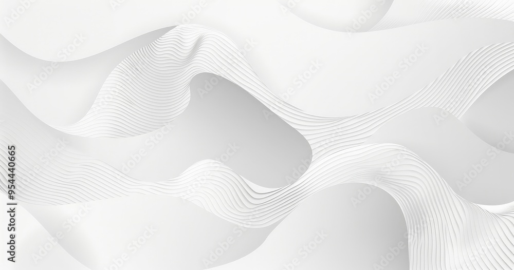 Aufkleber abstract white waves with linear patterns create a smooth, modern design.