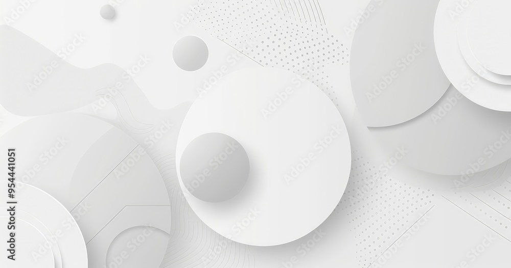 Poster abstract design featuring layered circles and subtle textures in a monochromatic palette.