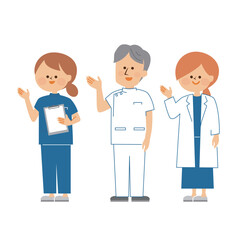 医師と看護師　かわいいイラスト素材