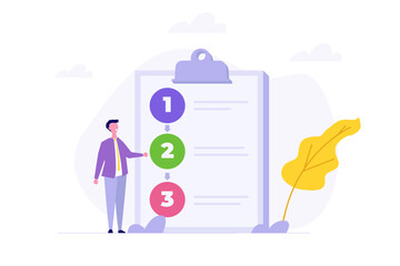 Business outline to step by step, planning process, present workflow concept. Vector illustration.