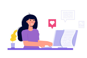 Professional writer.  Journalist or copywriter. Vector illustration.