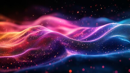 Obraz premium Abstract Glittering Waves in Vibrant Hues