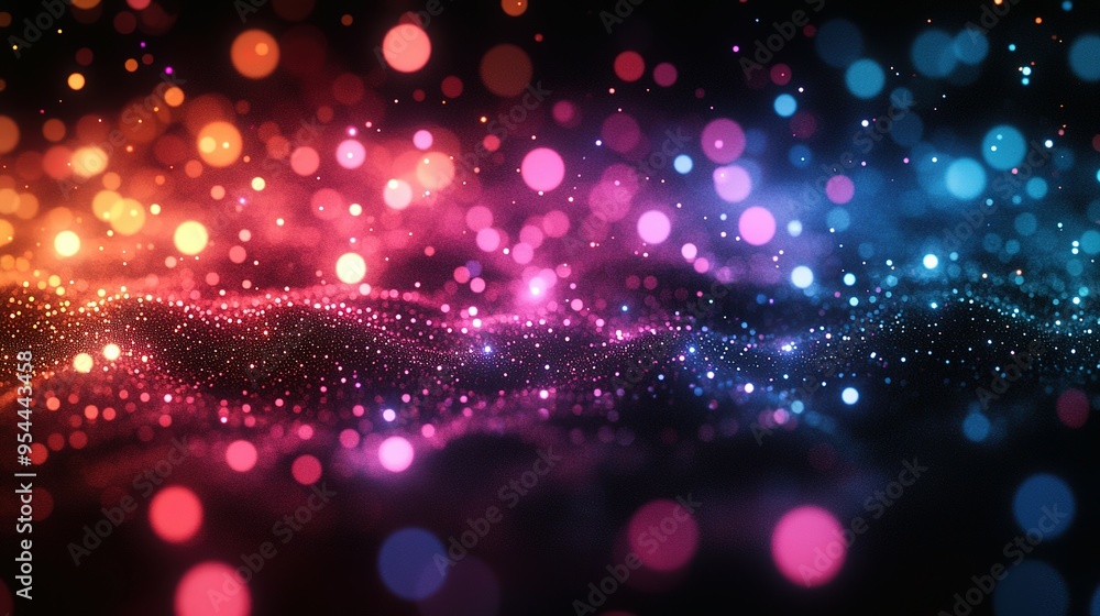 Poster abstract background with glittering lights and bokeh