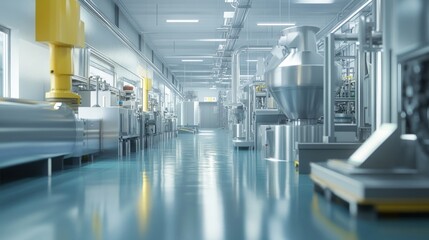 Obraz premium Clean and Modern Factory Interior with Industrial Equipment