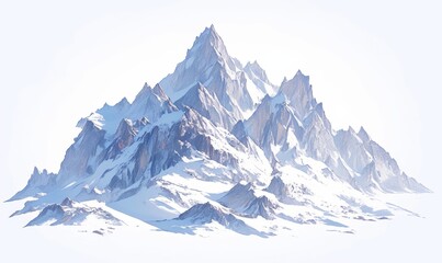 Obraz premium Majestic Snowy Peak: Anime-Inspired Abstract Mountain Silhouette. Ethereal Landscape for Game Art, Storybook Illustrations, and Marketing. Serene 4K Wallpaper with Soft Hues, Ideal for Home Decor and 