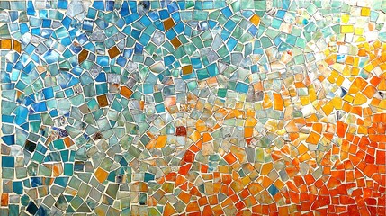   A close-up of colorful glass mosaic art
