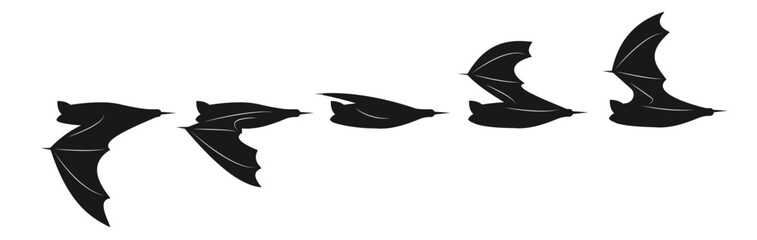 silhouette bats flying side view