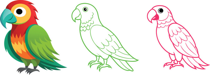 Parrot color icon vector isolated on white background.