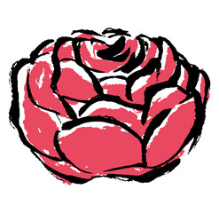 筆タッチの横から見た薔薇1輪のイラスト