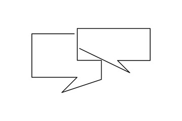 Speech bubble shape continuous one line drawing of isolated outline vector icon