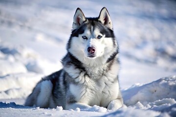 Naklejka premium Siberian Husky in the Snow
