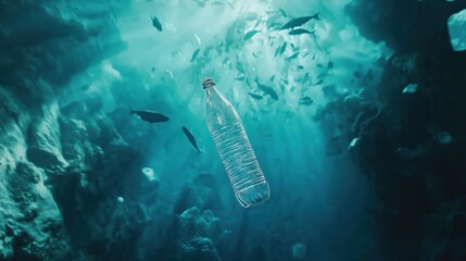 Obraz premium A striking advertisement highlighting ocean pollution. Polluted ocean mockup