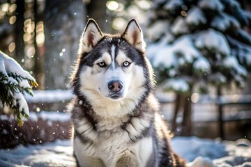 Naklejka premium Siberian Husky in the Snow