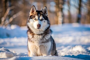 Naklejka premium Siberian Husky in the Snow