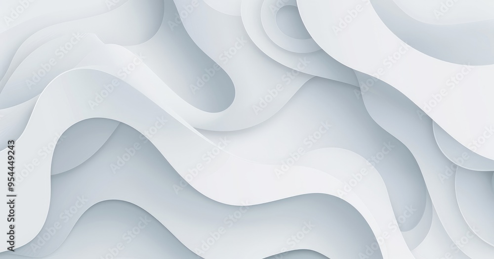 Aufkleber abstract wavy pattern in soft white tones, creating a serene and modern visual effect.