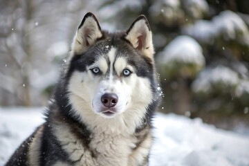 Naklejka premium Siberian Husky in the Snow