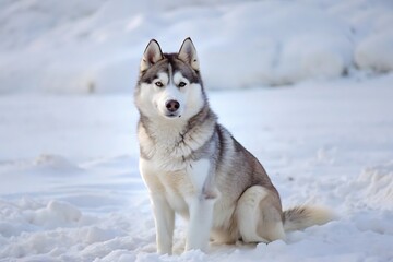 Naklejka premium Siberian Husky in the Snow