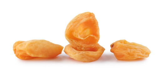 Sugar dried apricots isolated on a white background.