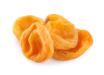 Sugar dried apricots isolated on a white background.