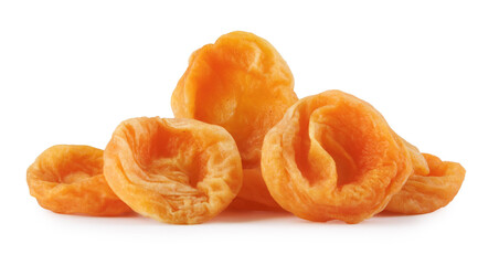 Sugar dried apricots isolated on a white background.