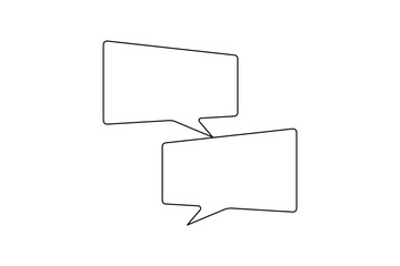 Speech bubble shape continuous one line drawing of isolated outline vector icon