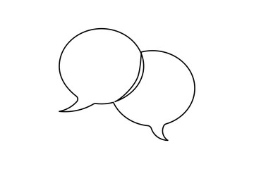 Speech bubble shape continuous one line drawing of isolated outline vector icon