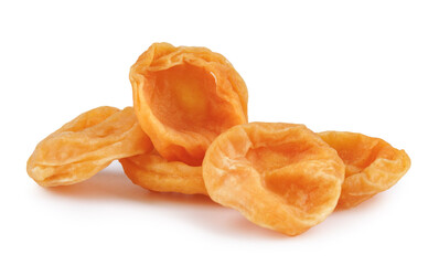 Sugar dried apricots isolated on a white background.