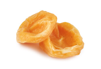 Sugar dried apricots isolated on a white background.