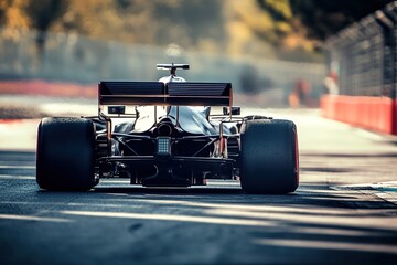 Naklejka premium Racing car on track with blurred background