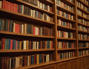 bookcase library books book row many education. Ai generated image