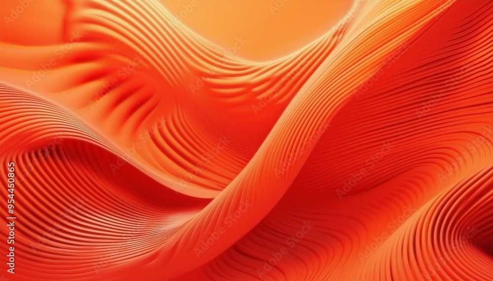 Poster abstract background with many wavy orange slices and shallow dof. paper cuts minimalistic backdrop. 