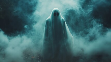 a ghost standing in the fog