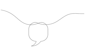 Speech bubble shape continuous one line drawing of isolated outline vector icon