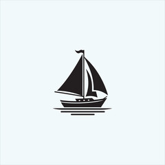 silhouette boat icon for fishing business