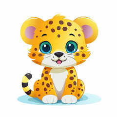 Cheetah Cute Small Cartoon Baby Animal Character

