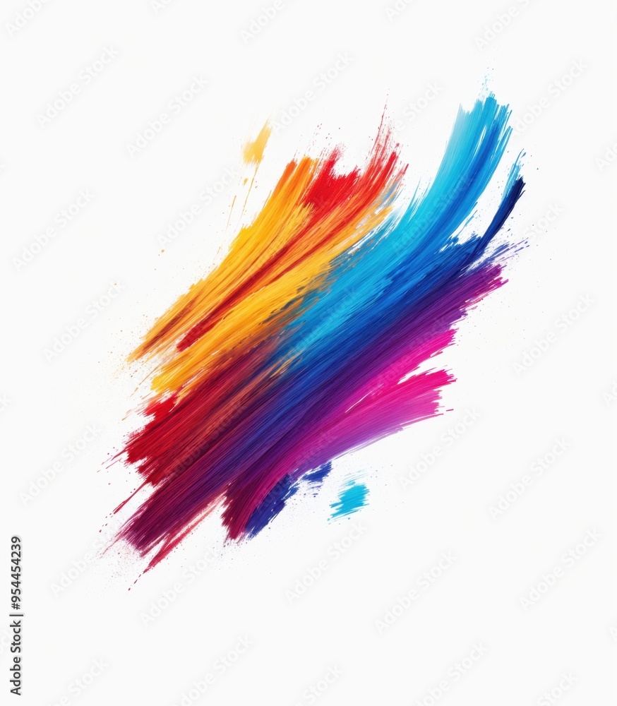 Poster burst of color on canvas with vibrant brush strokes in dynamic motion