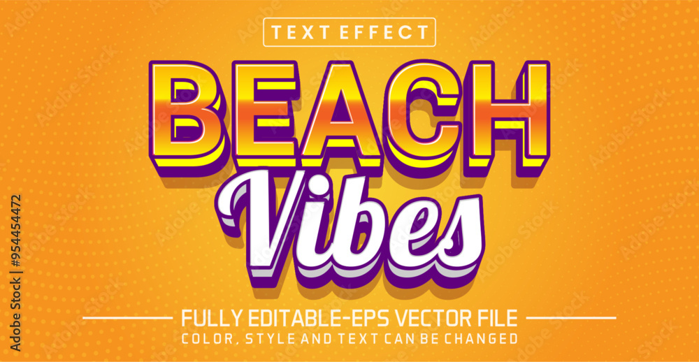 Poster beach vibes text effect editable