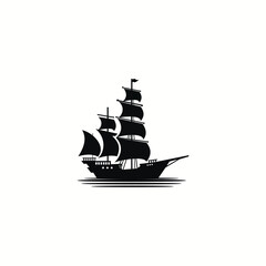 Vector sailing ship icon for transportation
