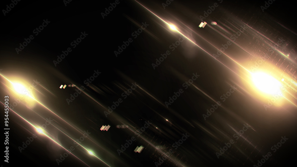 Wall mural Abstract futuristic digital lens flare style vintage overlay shine spotlight effect.