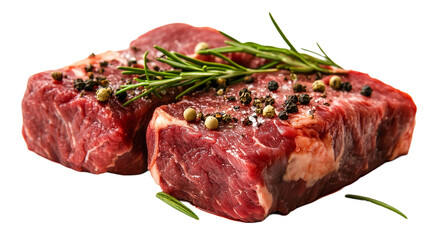 Fototapeta premium raw beef steak with rosemary isolated on white background 