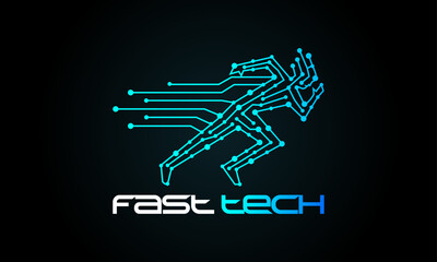 Fast Ai Human Power Technology Logo Design Vector Icon Symbol Illustrations. logo design that can use many artificial intelligence human technology business company service A unique design
