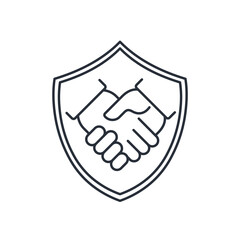 Collective protection. Group insurance, cover. Vector linear icon isolated on white background.