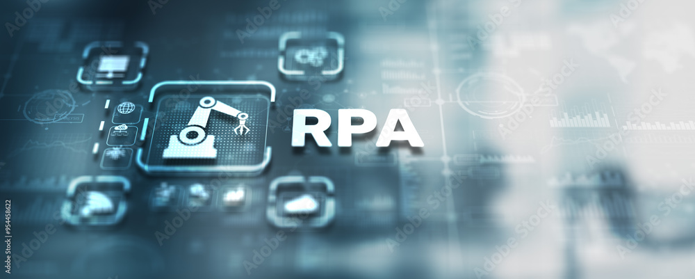 Aufkleber rpa robotic process automation 2024. chat gpt new technology innovation concept
