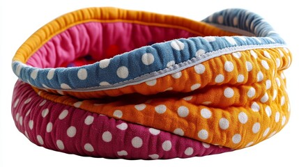 Colorful Polka Dot Fabric Texture with White Background