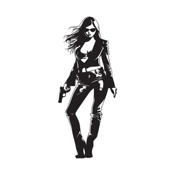 recommend clip art: Gun Silhouette Woman Stock Illustrations. Silhouette of a woman with a gun isolated on white background