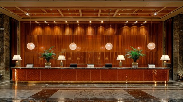 Professional front desk staff providing exceptional customer service at a hotel reception