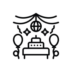 Black line icon for party