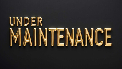 under maintenance word gold metallic shiny lettering on plain black background