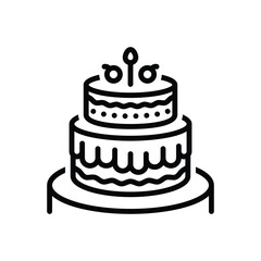 Black line icon for cake