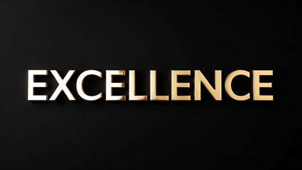 Obraz premium excellence word gold metallic shiny lettering on plain black background
